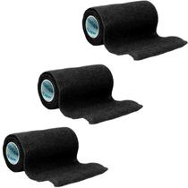 Faixa Elastica Autoaderente Preta Cohesive 10cm x 4,5m - 3 Unidades Faixa Elastica Autoaderente Preta Cohesive 10cm x 4,5m - 3 Unidades