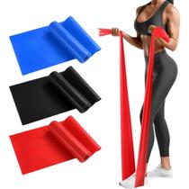 Faixa Elástica De Exercícios Alongamento Pilates Yoga Fisioterapia 3 Unidades