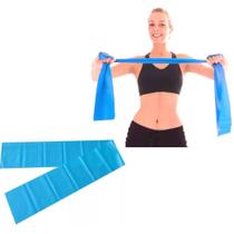 Faixa Elástica Flexível Pilates Yoga Ortopedia Físico Azul Grande 1,50m Band 1,50m Para Exercícios Atividade Física