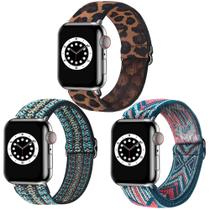 Faixa elástica para Apple Watch Dsytom, pacote com 3 unidades de nylon de 38 a 45 mm para mulheres Faixa elástica para Apple Watch Dsytom, pacote com 3 unidades de nylon de 38 a 45 mm para mulheres