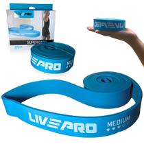 Faixa Elastica Super Band 3,2 Cm Extensor de Intensidade Media Azul Liveup Exercicios Liveup Sports