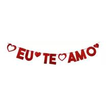 Faixa Enfeite Eu Te Amo Glitter Vermelho Namorados - 1,40M