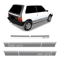 Faixa Fiat Uno 1.6 R 1990 Adesivo Lateral/Traseiro Branco
