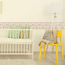 Faixa Floral para Quarto de Bebê Adesiva Borboletas 10mx10cm