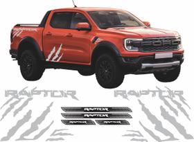 Faixa Ford Ranger Raptor 2013 A 2022 Adesivo Cinza + Soleira