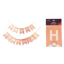 Faixa Happy Birthday Metalizada Glitter Varal Letras Festa Aniversário Decoração Rose Gold