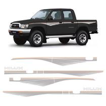 Faixa Hilux 1992 Até 2004 Adesivo Lateral Cinza Cabine Dupla