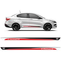 Faixa Lateral Fiat Cronos Sedan Adesivo Vermelho 2018/2021