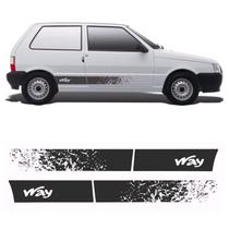 Faixa Lateral Fiat Uno Way 2012 2 Portas Adesivo Preto