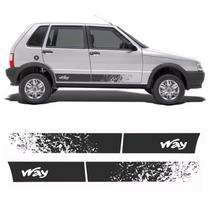 Faixa Lateral Fiat Uno Way 2016/ 4 Portas Adesivo Preto