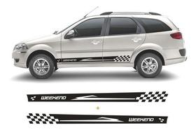 Faixa Lateral Palio Weekend Adesivo Acessórios Tuning Kit Cor Preto