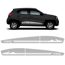 Faixa Lateral Renault Kwid Life Zen Montanhas Adesivo Prata