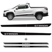 Faixa Lateral Strada 2020/2022 Preto + Kit Soleira Protetora Faixa Lateral Strada 2020/2022 Preto + Kit Soleira Protetora