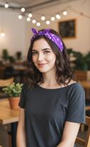 Faixa Lenço Roxo Estampa e Laço