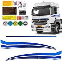 Faixa Mb Axor 1933 2019 Adesivo Lateral E Capô Emblemas Azul