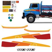 Faixa Mercedes Benz 1113 Adesivo Vermelho Lateral + Emblemas