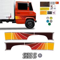 Faixa Mercedes Benz 608 D Adesivo Vermelho + Emblema Lateral