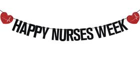 Faixa Mis Quince Happy Nurses Week com Brilho Preto Faixa Mis Quince Happy Nurses Week com Brilho Preto