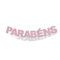 Faixa Parabéns Tema Festa Jardim Encantado Rosa