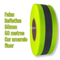 Faixa Refletiva Gorgurão 50mm Rolo 50mts - Cor Amarelo Fluor