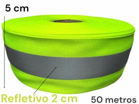 Faixa Refletiva Uniforme Gorgurão Verde Fluorescente -50mts