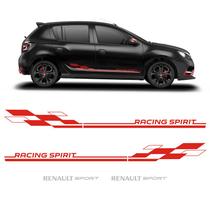 Faixa Sandero Racing Spirit Adesivo Renault Sport Cinza Kit