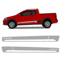 Faixa Saveiro Trooper 2014 2015 Adesivo Prata Lateral - Kit Faixa Saveiro Trooper 2014 2015 Adesivo Prata Lateral - Kit