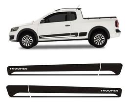 Faixa Saveiro Trooper 2014 2015 Adesivo Preto Lateral - Kit Faixa Saveiro Trooper 2014 2015 Adesivo Preto Lateral - Kit