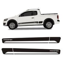 Faixa Saveiro Trooper 2014 2015 Adesivo Preto Lateral - Kit