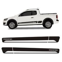 Faixa Saveiro Trooper 2014 2015 Adesivo Preto Lateral - Kit Faixa Saveiro Trooper 2014 2015 Adesivo Preto Lateral - Kit