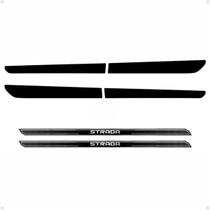 Faixa Strada 2021 Adesivo Preto Lateral + Soleira Protetora Faixa Strada 2021 Adesivo Preto Lateral + Soleira Protetora