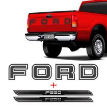 Faixa Traseira Ford F250 Adesivo Grafite + Soleira Protetora