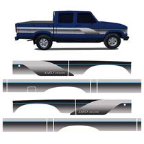 Faixas D20 Deluxe 1995 1996 Adesivos Cabine Dupla Prata/azul