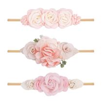 Faixas de cabelo cherrboll, 3 peças para bebês, meninas, nylon macio, floral
