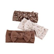 Faixas De Cabelo Com Estampa De Flores Mini Em Creme Para Meninas Bebês, Faixas De Cabelo Elásticas