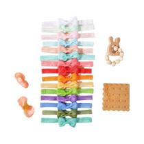 Faixas De Cabelo Elásticas Para Meninas 15 Peças/Conjunto, Laços De Fita De Gorgurão Em Cores