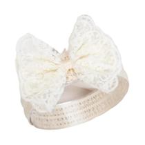 Faixas De Cabelo Para Bebês Princesa Em Renda Creme Com Laços De Pérola E Strass Para Meninas