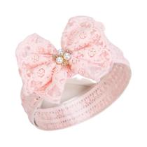 Faixas De Cabelo Para Bebês Princesa Em Renda Creme Com Laços De Pérola E Strass Para Meninas