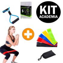 Faixas Elásticas Mini Band + Elástico de Tensão Extensor Cross Tube Academia em Casa