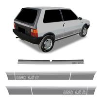Faixas Fiat Uno 1.6 R 1990 Adesivo Lateral/traseiro Prata