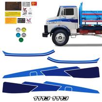 Faixas Mercedes Benz 1113 Adesivo Azul Lateral + Emblemas