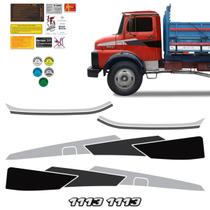 Faixas Mercedes Benz 1113 Adesivo Cinza e Preto + Emblemas