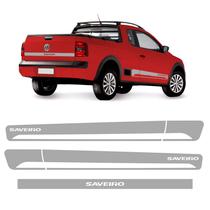 Faixas Saveiro G5 G6 2014/ Adesivos Lateral E Traseiro Prata