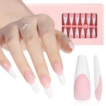 Fake Nail AILLSA French Gel Nail Tips, caixão de 180 peças de comprimento