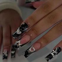 Fake Nails Foccna Press em rosa longo de strass para mulheres