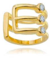 Fake Piercing Vicky 3 Filetes com Zircônia Cristal central banhado em ouro 18k