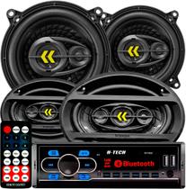 Falante 6x9 + 5 Pol + Rádio Bluetooth Carro Usb 340w Revo