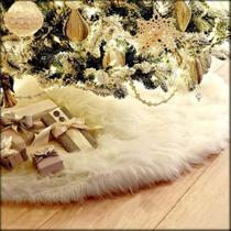 Falda de Árbol de Navidad AOGU de Piel Sintética Blanca de Peluche 76 cm Falda de Árbol de Navidad AOGU de Piel Sintética Blanca de Peluche 76 cm