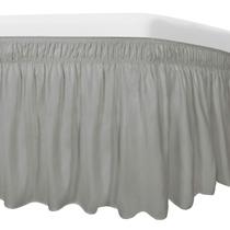 Falda de Cama Fácil de Usar para Cama Queen/King con Caída de 45 cm Gris Claro