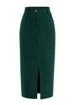 Falda Lápiz Midi de Cintura Alta Color Verde Oscuro PRETTYGARDEN Falda Lápiz Midi de Cintura Alta Color Verde Oscuro PRETTYGARDEN